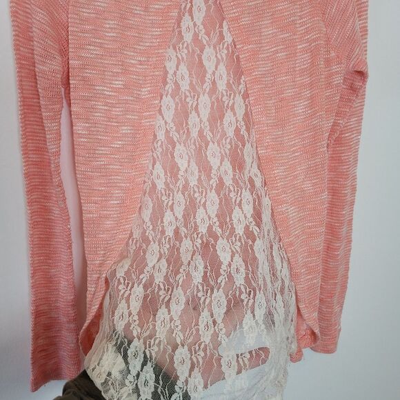 Rue21 Pink Crochet Lace Lightweight Sweatshirt Festival Boho Gypsy Summer XS - Picture 9 of 10